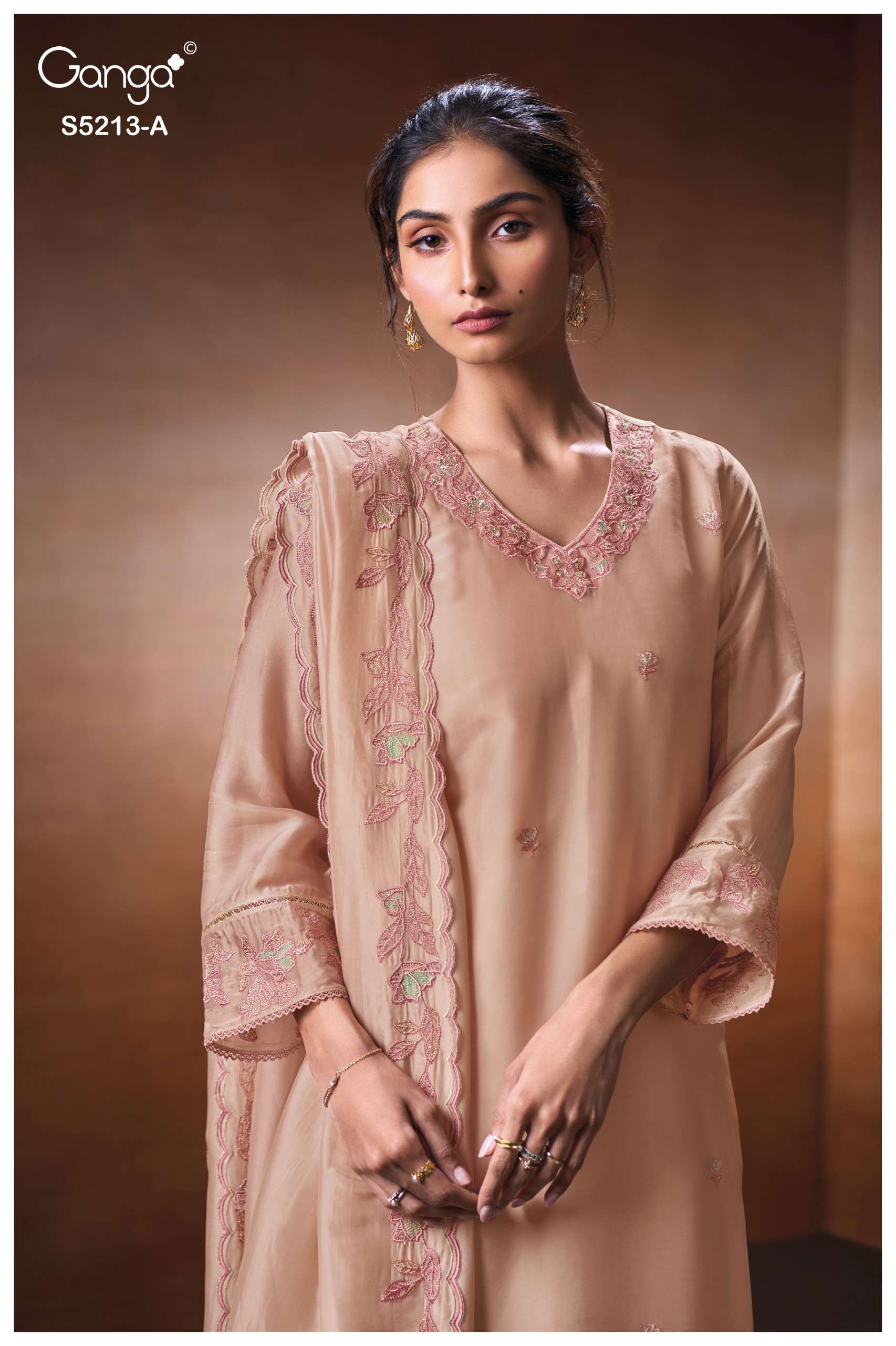 GANGA BINAESA 5213 SILK SATIN TWILL SOLID COLOR SALWAR SUIT LADIES MODERN SILHOUETTES